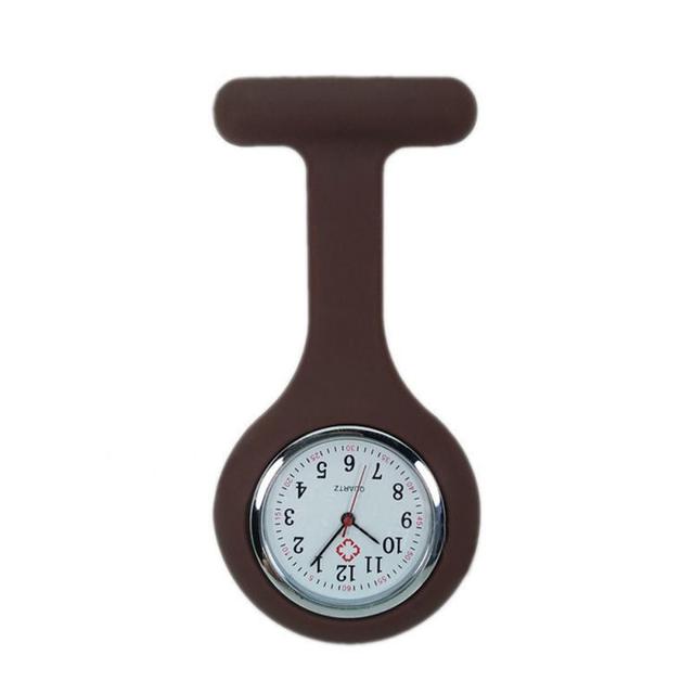 Hochwertige Silikon-Krankenschwesteruhr, solide medizinische Taschenuhr, Pin-Taschenuhr, Hängeuhr, Brosche, Dekor, Quarz kaffeebraun