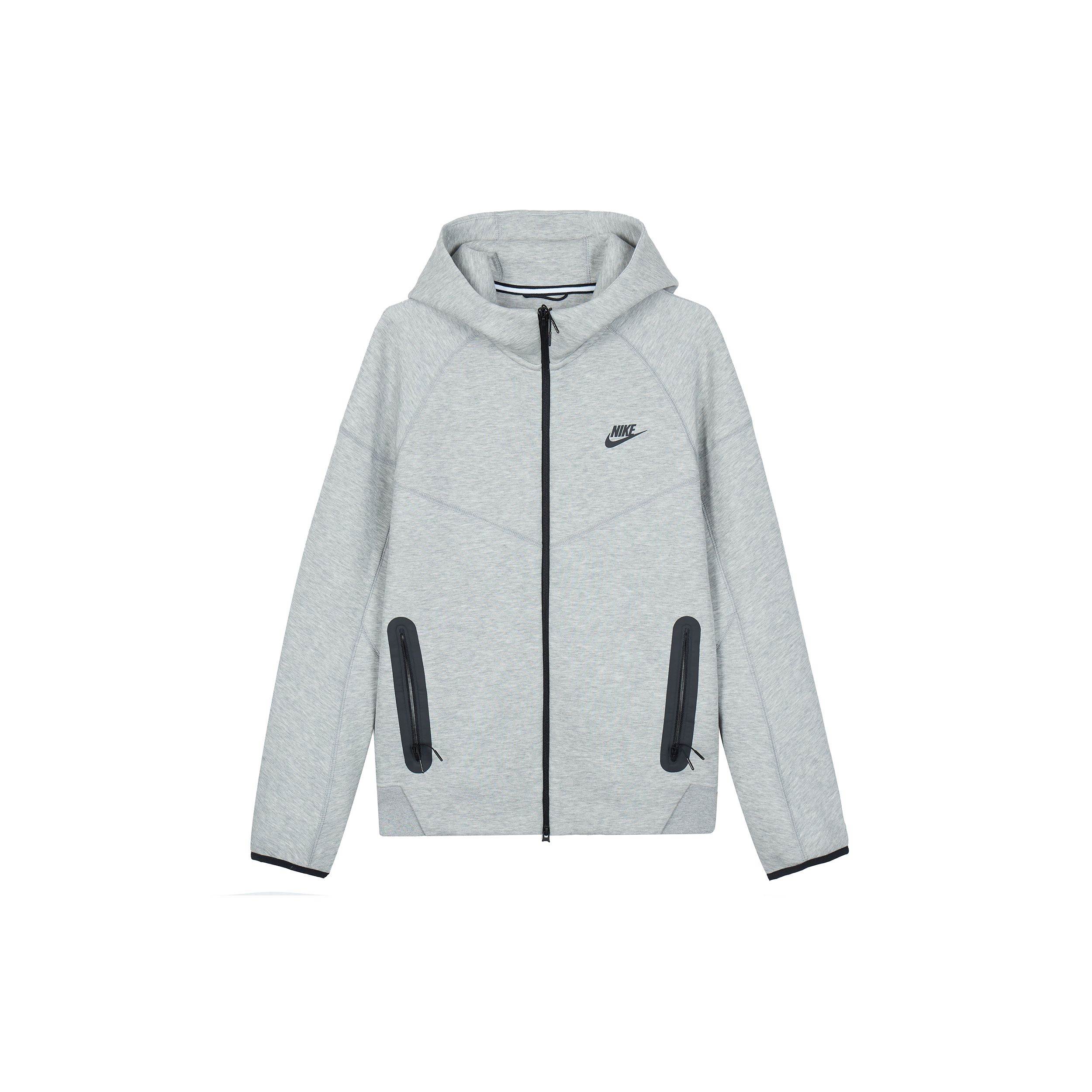 Nike einfarbige Kapuzen-Sportjacke mit Reißverschluss und Doppelreißverschluss für Herren, Jacken, Grau, FB7922-063 XS