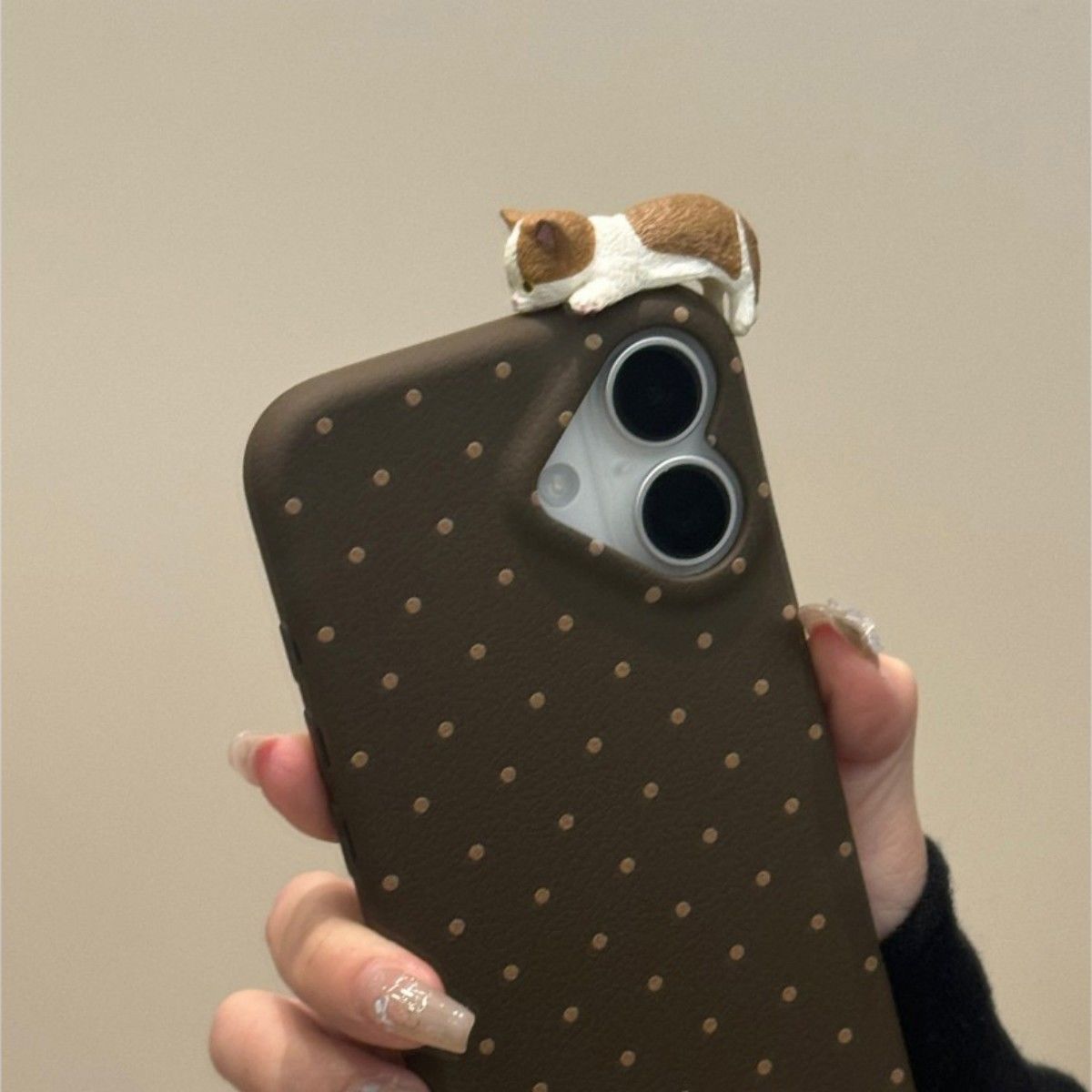 Handyhülle mit Herz- und Katzenmotiv für Apple iPhone 17 Pro Max – Weiche, stoßfeste Silikonhülle für iPhone 16/15/14/13/12/11/Pro/Pro Max/Plus iPhone 17 braun