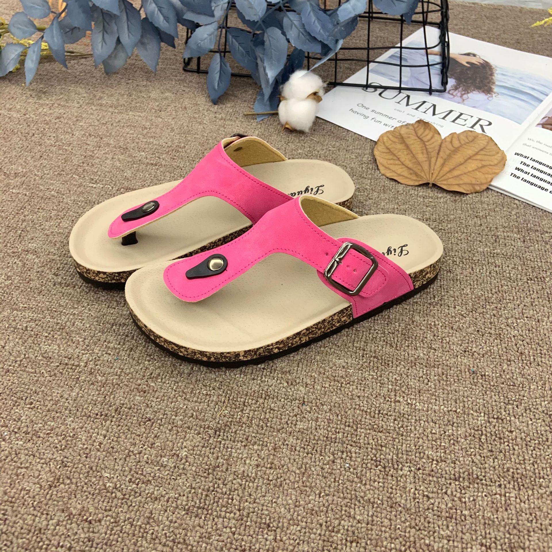 Mode Mode Retro Damenschuhe Sommer Neu Runde Zehe Flacher Schuh Komfort Vielseitige Damen Hausschuhe Einfache Weich besohlte Damen Flip Flops 40 hellrosa