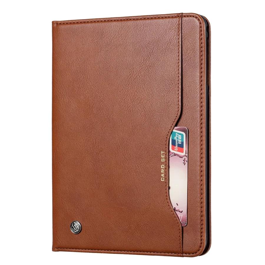 Leder Hülle für iPad 2025 A16 Air 3 4 5 6 MINI 7 8 9 10. 11. Generation Pro 10.9 11 12.9 13 Zoll Kartensteckplatz Aufbewahrung Abdeckung ipad 2025 11inch A16 braun