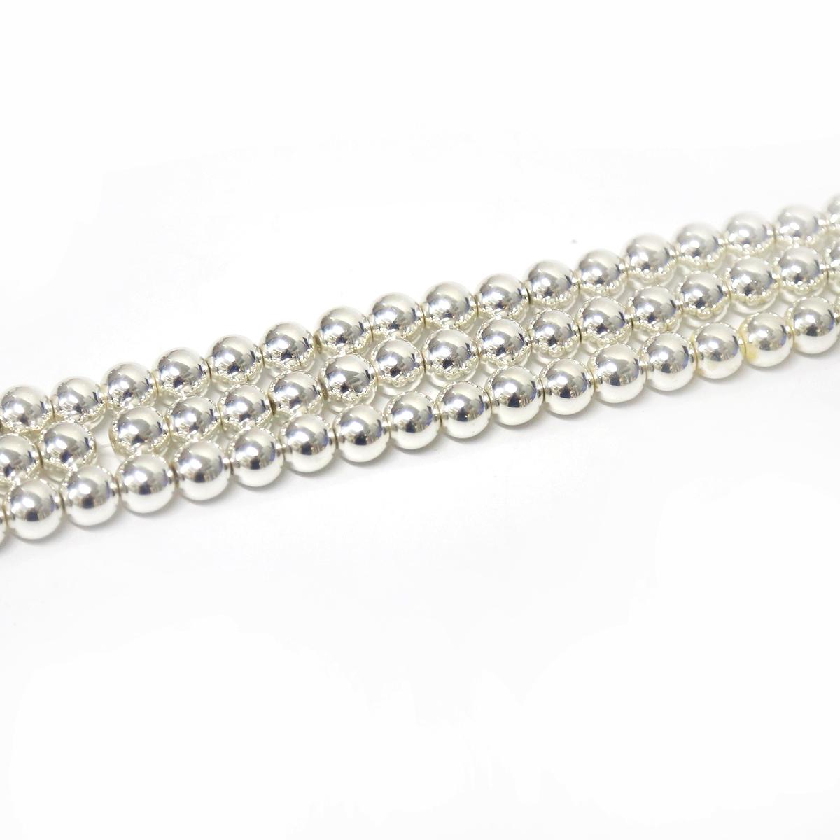 Hämatit Perlen Naturstein Lose Perlen für Schmuckherstellung Kugelarmbänder DIY Zubehör 10mm 40pcs silber