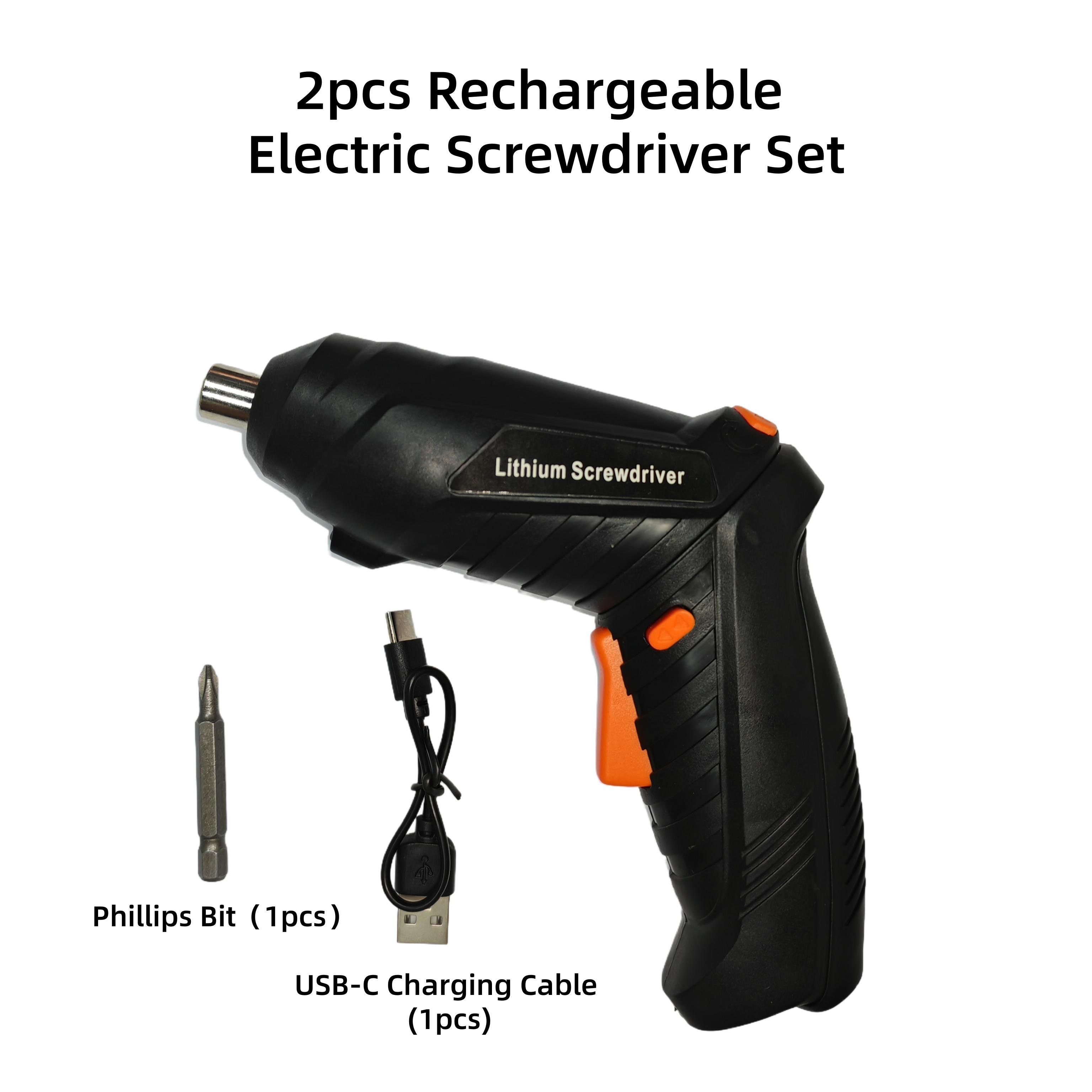 47-teiliges wiederaufladbares elektrisches Schraubendreher-Set USB-Ladekabel, Tragekoffer Haushalt Handheld Lithium Akku-Schraubendreher-Set 2pcs pcs set