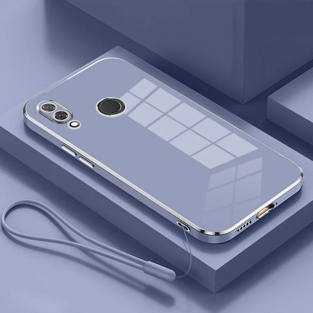 Für Huawei P20 lite Fall Huawei P20 lite Telefon Fall ANE-LX1 ANE-LX2 HWV32 Fall Luxus Quadratische Beschichtung Stoßfest Zurück Abdeckung For Huawei P20 lite&Case & Strap blau/grau