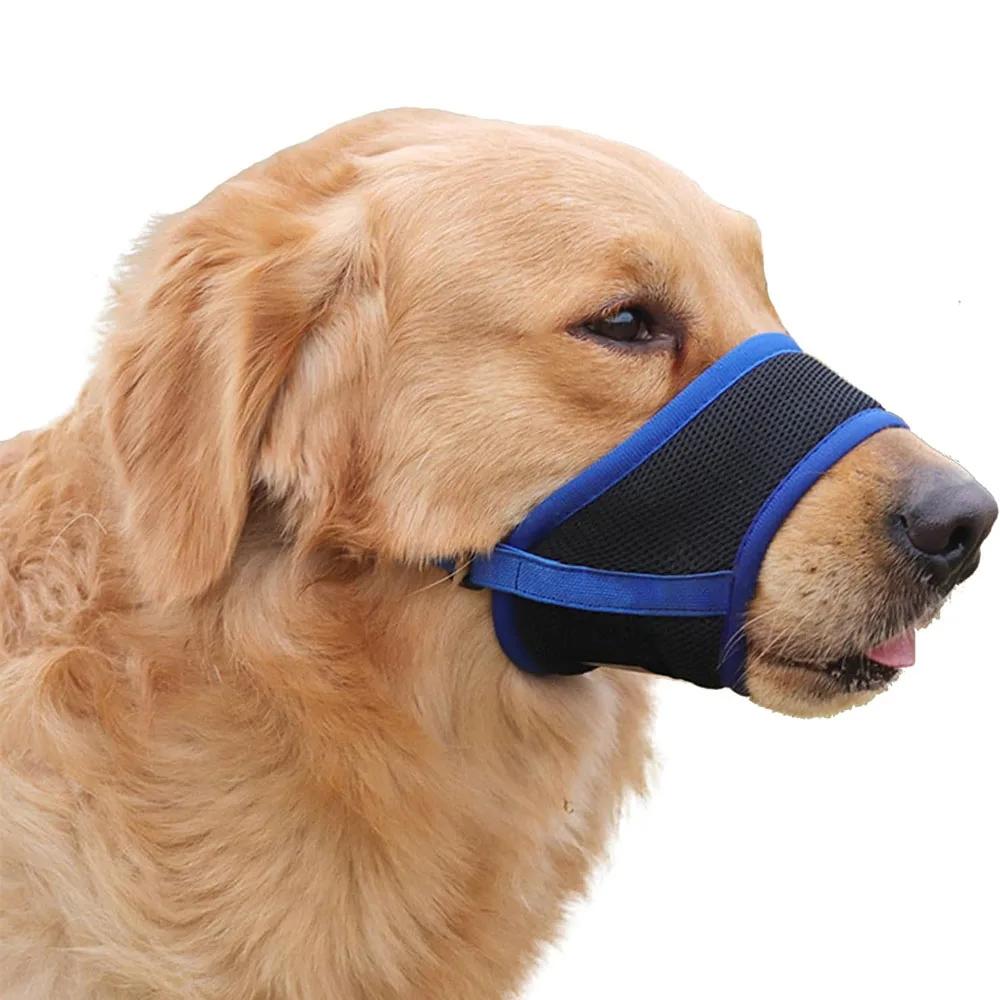 Verstellbare Anti-Bell-Beiß-Netz-Maulkorb für Hunde Haustier-Maulkorb Kauen Stoppen für Welpen Nylon-Gurt Hundezubehör Haustierprodukte (Blue,S) blau