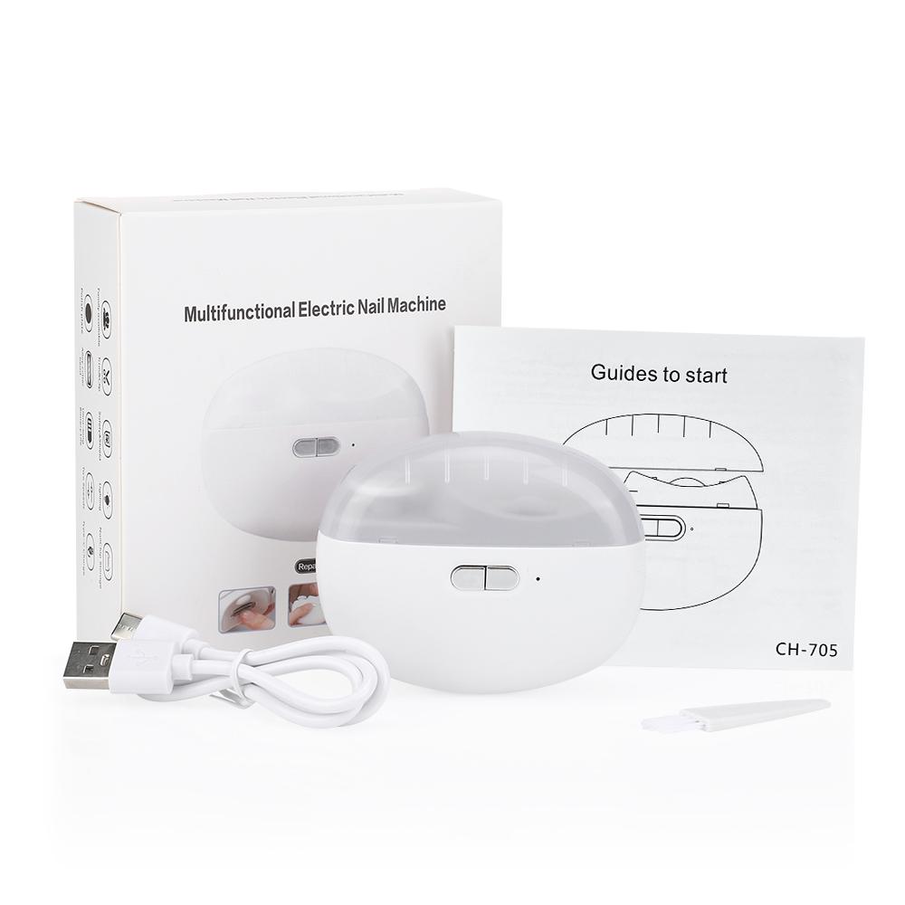 2 in 1 Elektrischer Nagelknipser Mühle zum Manikürepolieren Fingernagel Automatischer Trimmer Für Erwachsene Baby Nägel Cutter Sander Grinder weiß