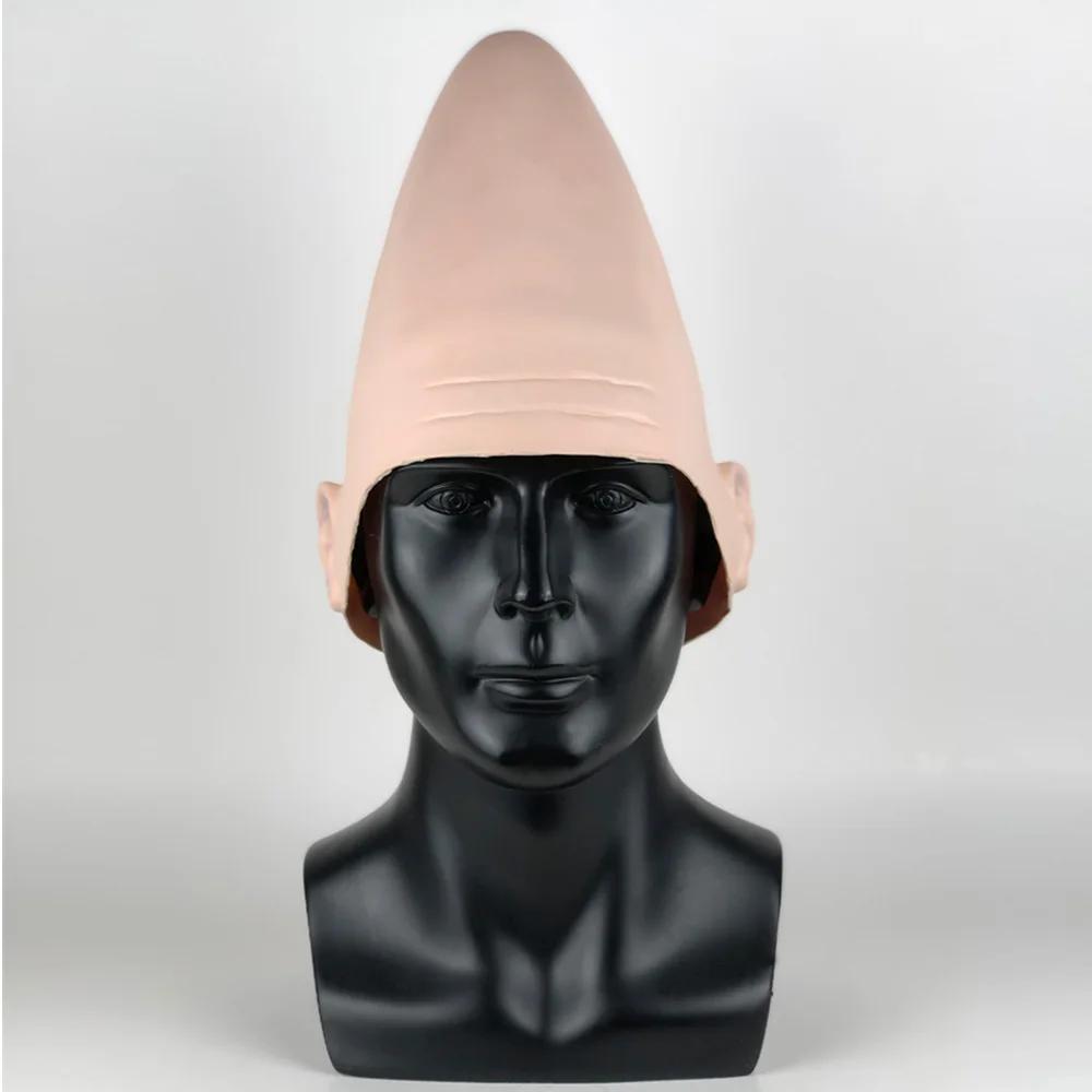 Conehead konische Alien-Maske, Kappe, Cosplay, gefälschte Eagg-förmige Haut, Latexhelm, Halloween, Karneval, Purim, Party, Kostüm-Requisiten weiß