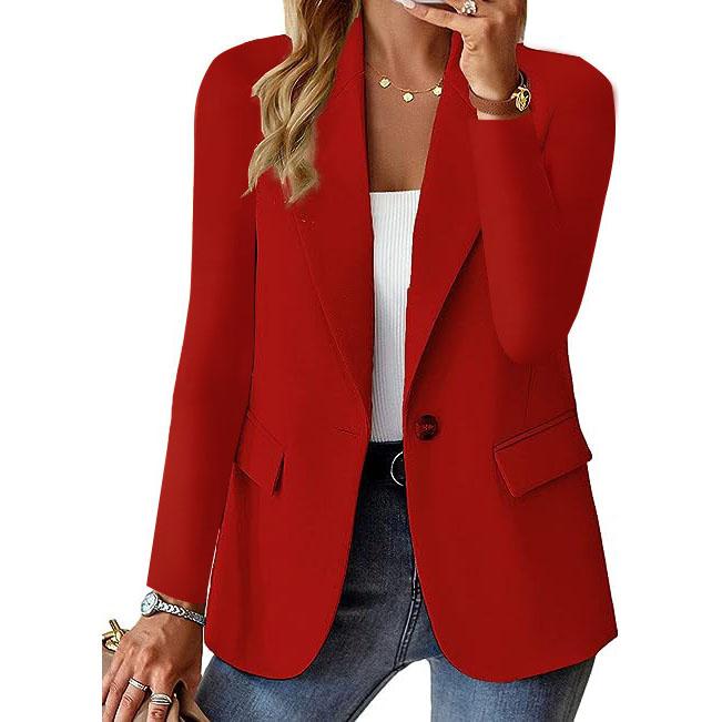 Damen Oversize Blazer Jacke Business Anzug Mantel Revers Langarm Solide Knopfleiste Lässig Elegant Mantel Trendy Loose Outwear XXL rot