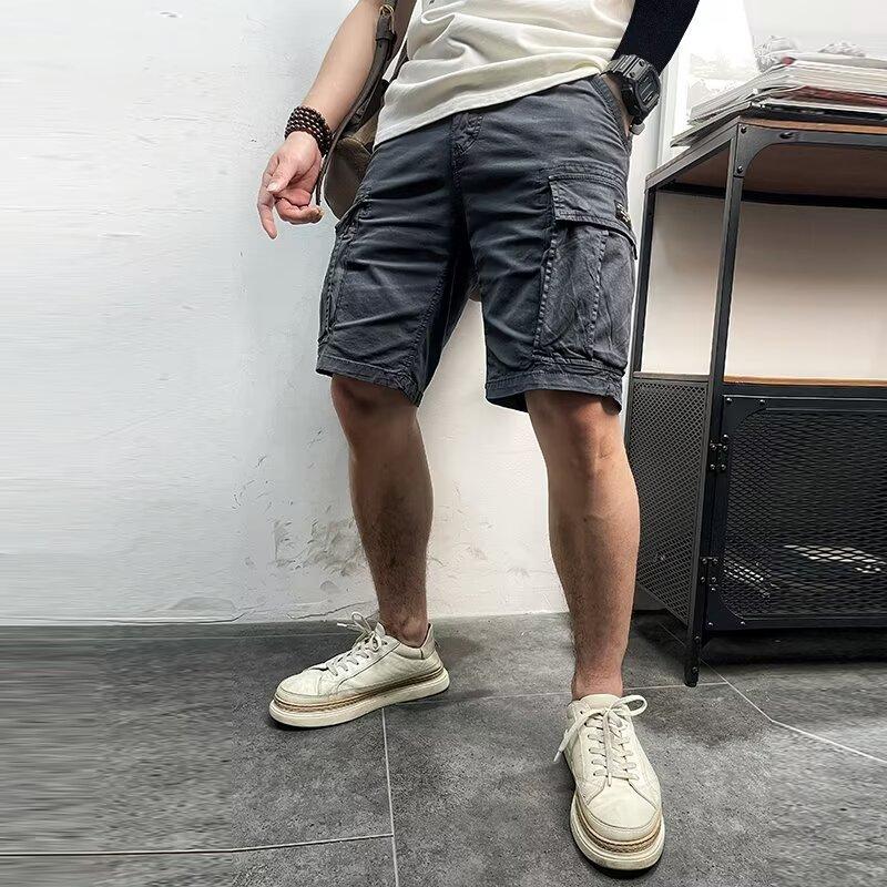 Herren Sommer Multi-Taschen Cargo Shorts Herren Mode Einfarbig Schnelltrocknend Jogginghosen Shorts Hosen Outdoor Atmungsaktive Shorts Männlich XL