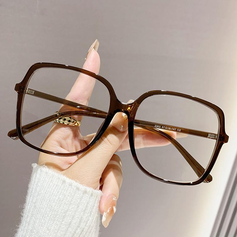 Modische übergroße quadratische Brille Retro Damen Blaulichtfilter Metallrahmen Brillen Trend Optische Computerbrillen