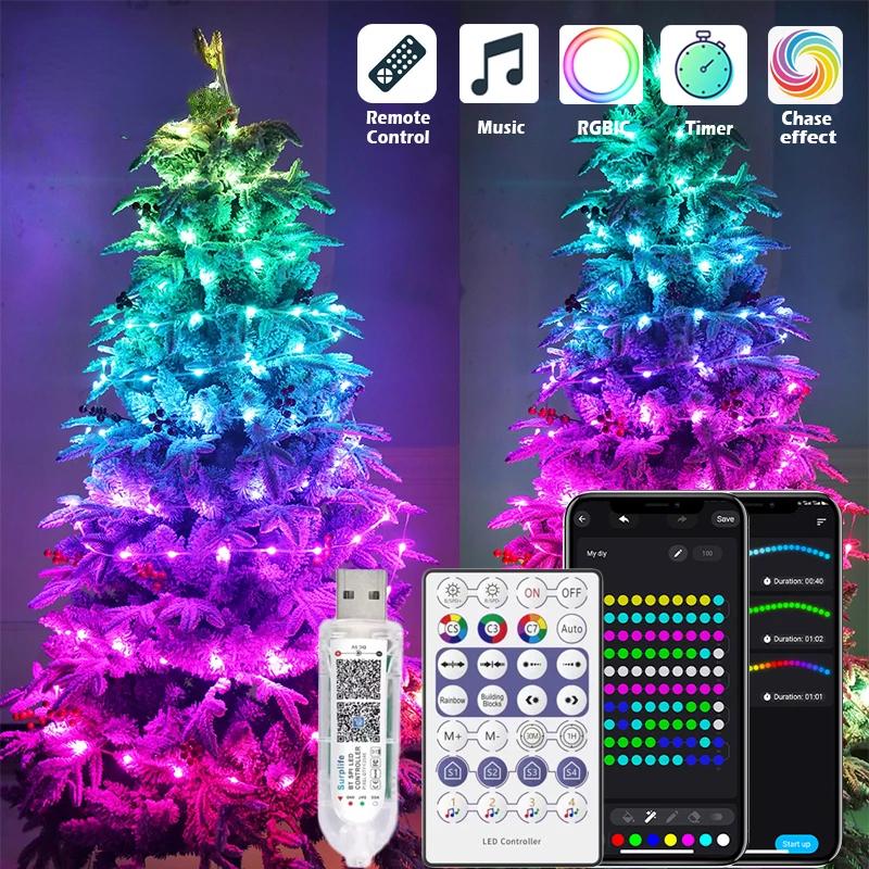Smart Fairy String Lights Innenbeleuchtung APP & Fernbedienung Musik Sync LED String Lights Bluetooth Farbwechsel String Lights 10M