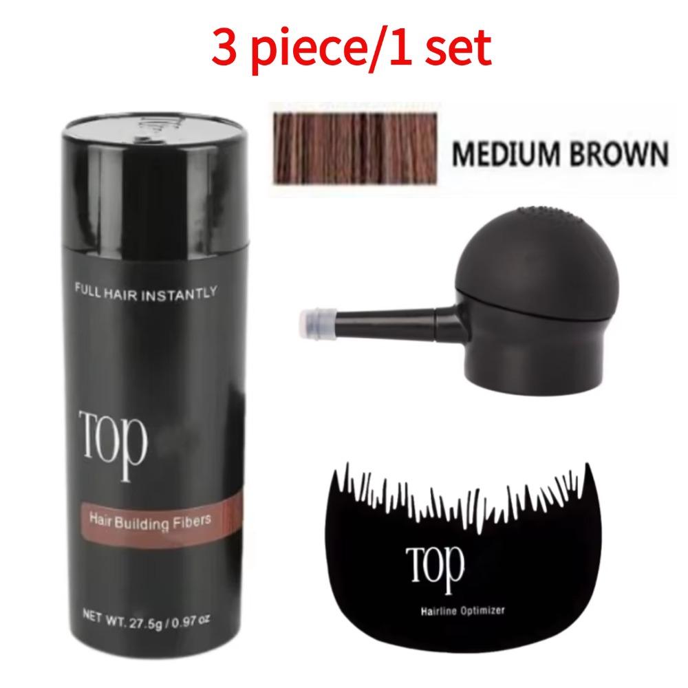 25 g Haar-Keratinfasern-Pulver, Behandlung gegen Haarausfall, 3 Farben, Haaraufbaufasern, Verdickung, Unisex, tragbare Haarausfall-Faser-Sprinklerdüse otter braun