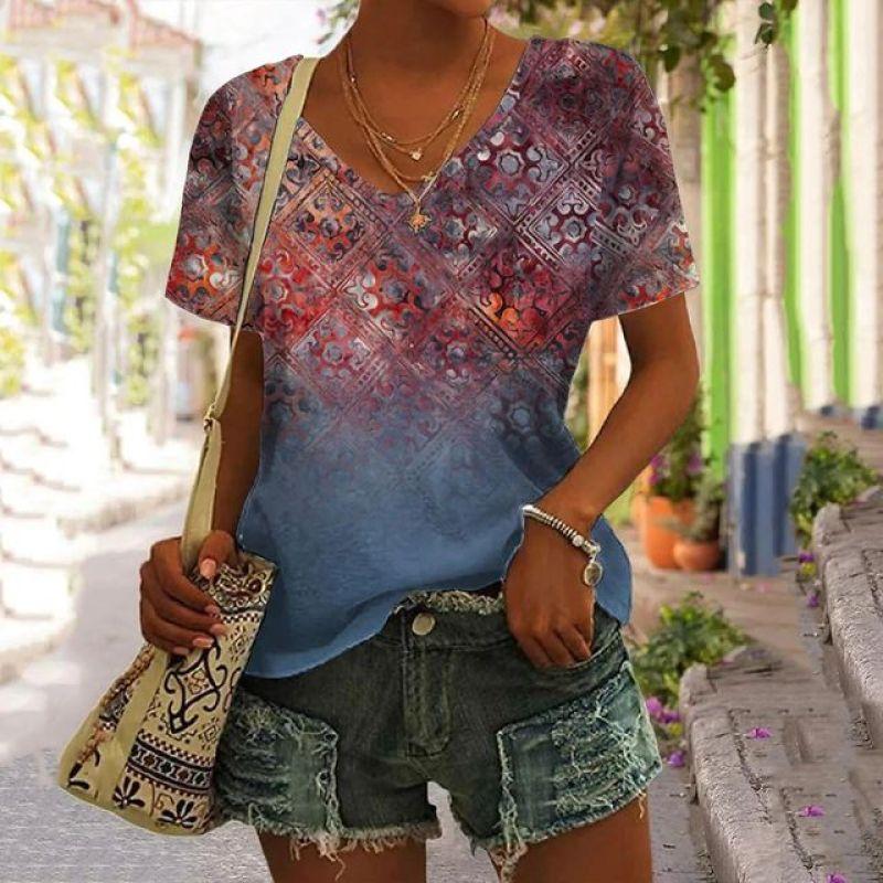 Retro T Shirt Für Frauen Harajuku Kleidung frauen Tees Sommer Casual Kurzarm Mädchen Bluse Floral Print Weibliche Übergroßen tops S black