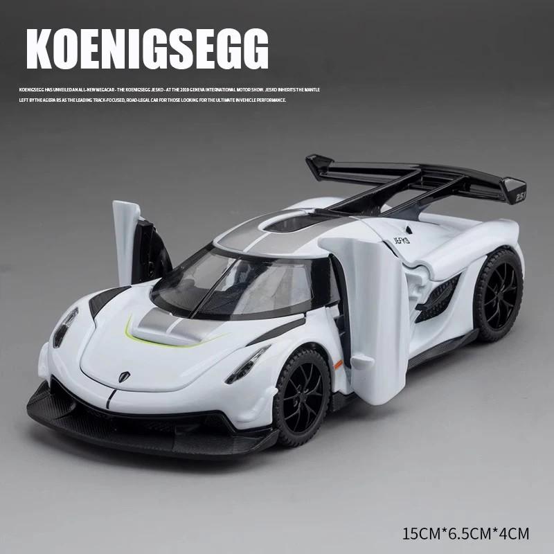 Koenigsegg Jesko Supercar, Druckguss-Spielzeug, Legierung, Automodell, Sound und Licht, Pullback, Kinderspielzeug, Auto, Sammlerstück, Geschenk im Maßstab 1/32 weiß