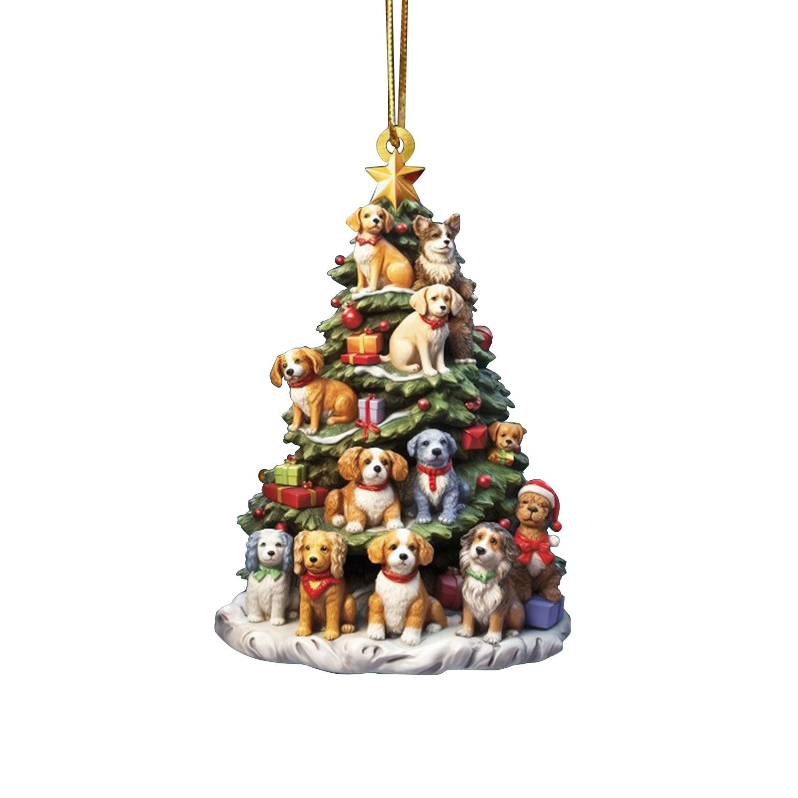 Weihnachtsbaum-Anhänger mit Hunden, Weihnachtsdekoration aus Acryl, Weihnachtsdekoration One Size