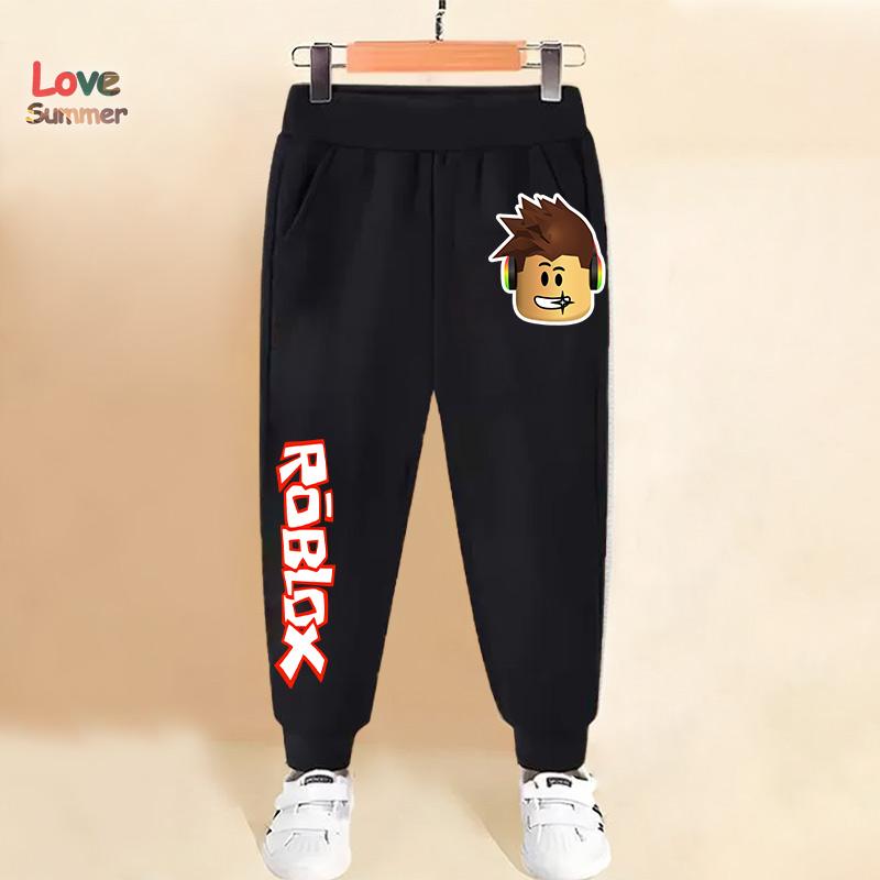 Jungenhosen Roblox Kinderhosen Heißes Spiel Print Hosen für Kinder Jogginghosen Lässige Kinderkleidung 4-14 Jahre Geburtstagsgeschenk 130cm beige