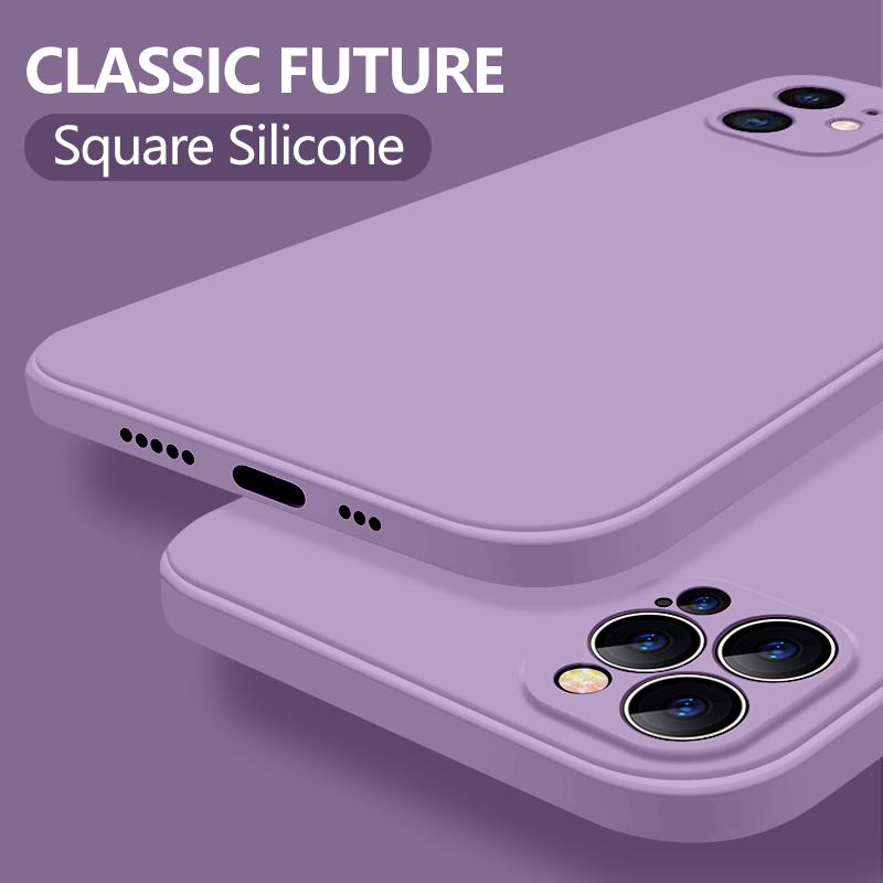 Neue Weiche Flüssigsilikon Handyhülle mit Kameraschutz Stoßfest Für iPhone 16 14 Pro 15 12 Pro MAX 11 Pro SE 2 2020 XR XS 7 8 Plus 16E Air 17 iPhone 16 Pro Max licht lila