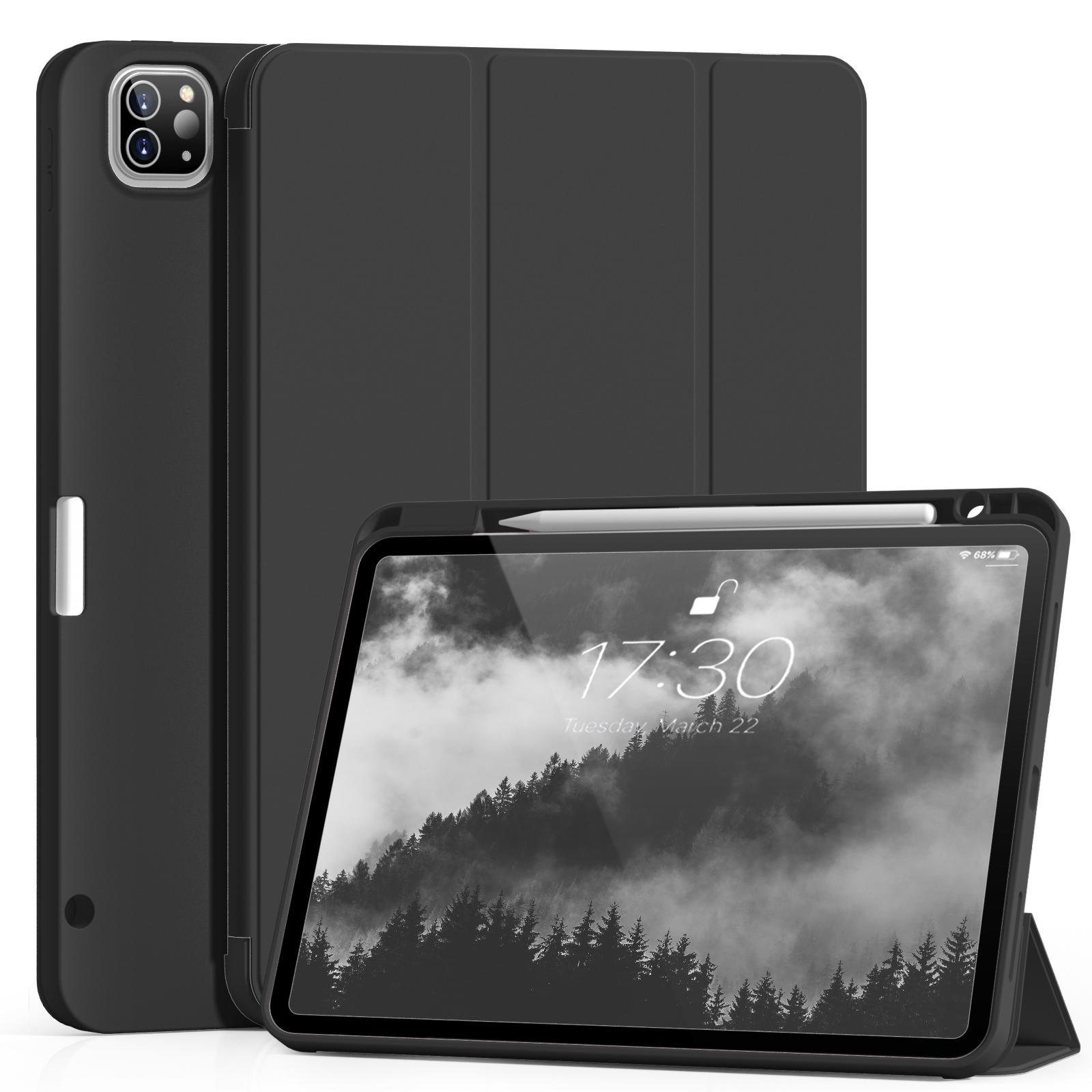Lederhülle für IPad Pro 11 12,9 Zoll mit Stifthalter, Hülle für IPad Air 4/5. Generation 10,9 Zoll Mini 6, weiche, schlanke TPU-Tablet-Abdeckung iPad 10th 2022 schwarz