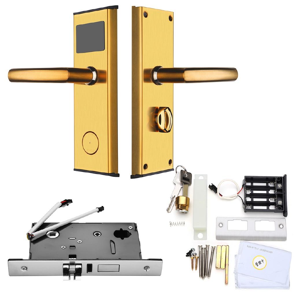 RFID-Digitalkartenschlüssel, Edelstahl, intelligentes Entriegeln, Hoteltürschloss, rostfrei und korrosionsbeständig, stabiler Speicher gold left
