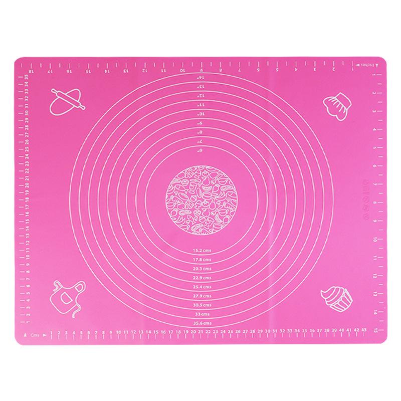 Antihaftbeschichtete Silikon-Backmatte zum Backen, Ausrollen und Kneten von Teig – Ideal für Kekse und Kuchen – Küchenwerkzeug mit Skala zum Backen an Feiertagen 50*40cm rosa
