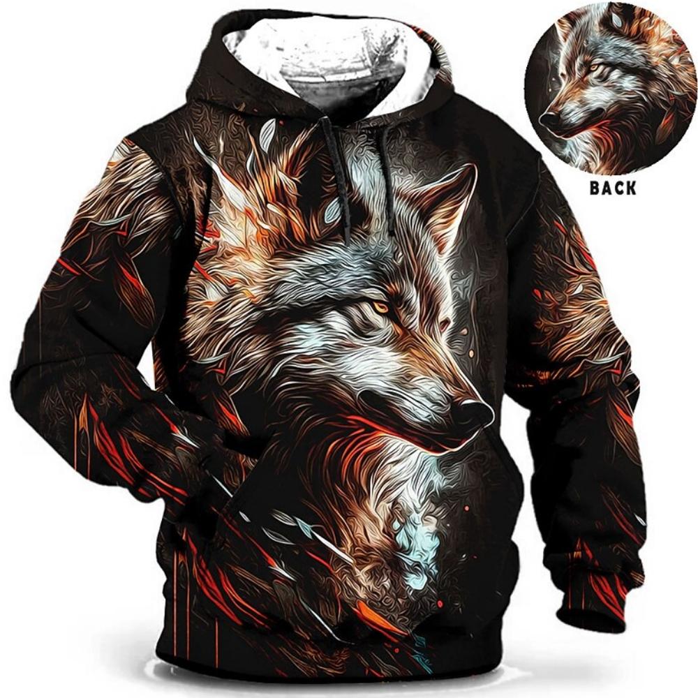 Vintage Hoodies Für Männer Wolf Tier Muster 3d Druck Adler Leopard Tops Herbst Winter Casual Langarm Übergroßen Tiger Mit kapuze M