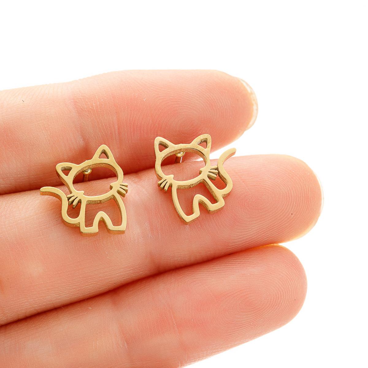 1 Paar süße Katze Edelstahl Ohrstecker für Damen Punk Schmuck Geschenke Trend Mode kleine Ohrstecker Schmuck gold