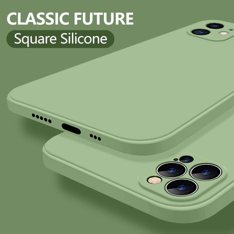 Neue Weiche Flüssigsilikon Handyhülle mit Kameraschutz Stoßfest Für iPhone 16 14 Pro 15 12 Pro MAX 11 Pro SE 2 2020 XR XS 7 8 Plus 16E Air 17 iPhone 16 Pro grün