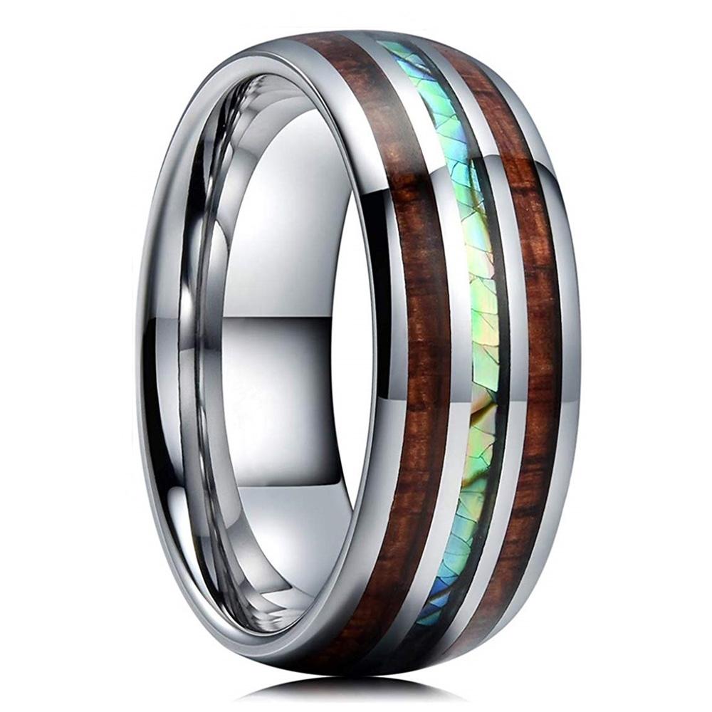 Mode 8mm Herren Goldfarben Edelstahl Ringe Einlage Türkis Ringe für Herren Damen Hochzeit Verlobungsband Schmuck Geschenk 12
