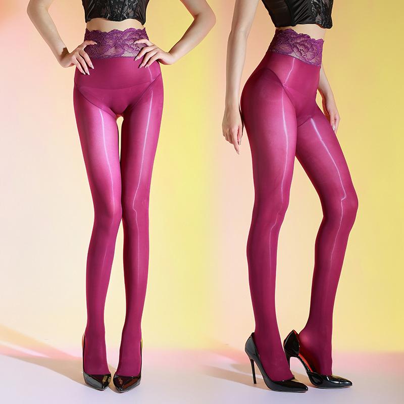 Spitze Hohe Taille Nahtlose Strumpfhose Mode Druck Strumpfhose Dünn Öl Glänzend Glänzend Strumpf Frau Formende Lingerie Strumpfhose One Size