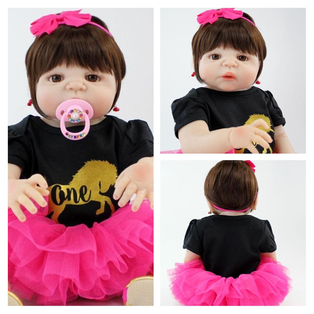 BZDOLL 55 CM Volle Silikon Reborn Mädchen Baby Puppe Spielzeug Realistische Neugeborene Prinzessin Kleinkind Boneca Schöne Geburtstag Geschenk Geschenk Girl-10