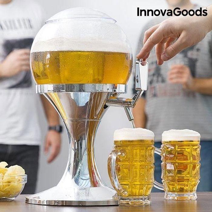 Kühlender Getränke- oder Bier-Spender (Giraffe) 3,5 L mit tropffreiem Ausgießer und Eiswürfelbehälter