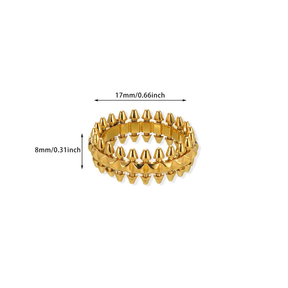 Doppellagiger Edelstahlring 18 Karat Gold Plated Runder Geometrischer Offener Ring für Damen Mode Verstellbarer Finger Schmuck Täglich gold
