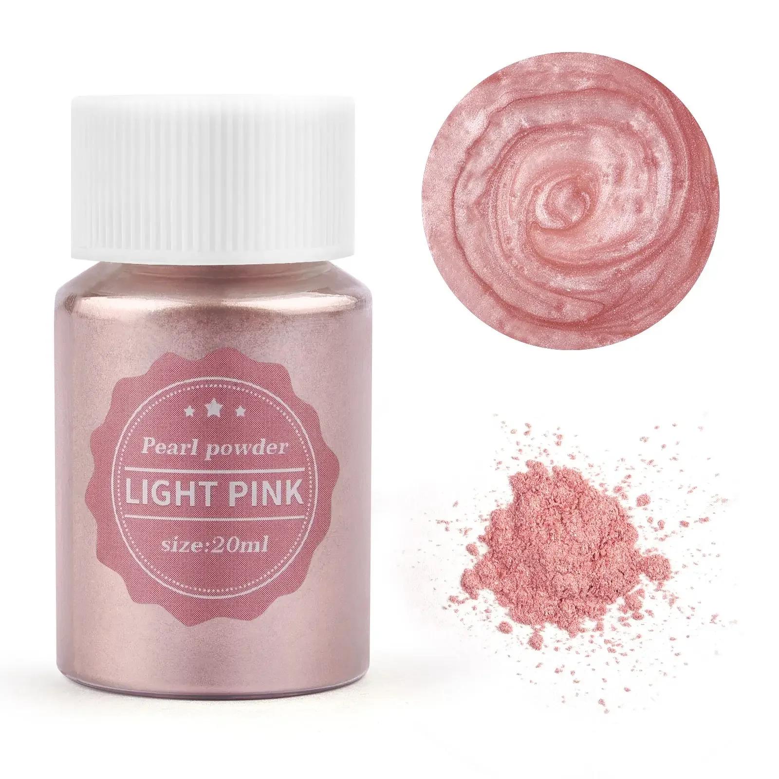 24 Farben, 15 g Glimmerperlenpulver für die Herstellung von Epoxidharz, Seife, Kerzen und Schmuck – natürlicher Pigmentfarbstoff für DIY-Projekte 20ml hellrosa