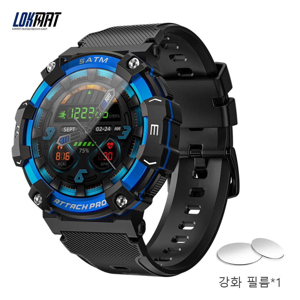 LOKMAT ATTACK 2 PRO Sport-Smartwatch, runder Touchscreen, Bluetooth-Anrufe, Fitness-Tracker, Smartwatches, Herzfrequenzmesser blau
