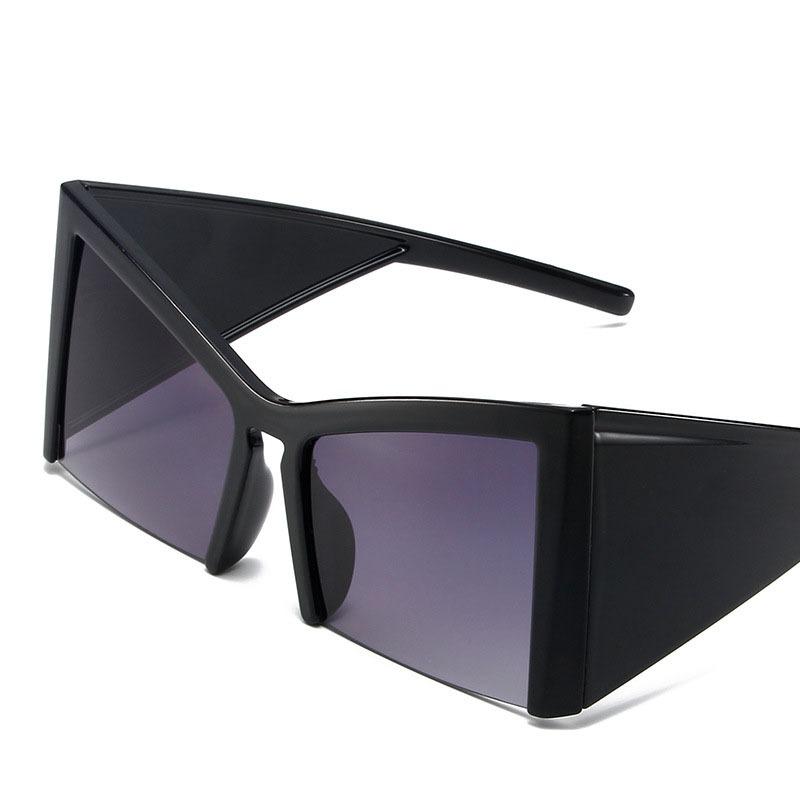 Modische große Halb-Cat-Eye-Sonnenbrille für Damen im Vintage-Punk-Stil, Halbrahmen, elegante Reise-Sonnenbrille für Damen schwarz
