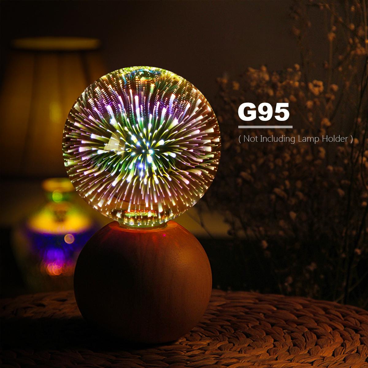 3D-Feuerwerk-LED-Glühbirne E27 AC100-240V Glasbirnen Retro-Edison-Lampe für Zuhause, Schlafzimmer, Party-Dekoration, Glühbirne G95 warm weiße
