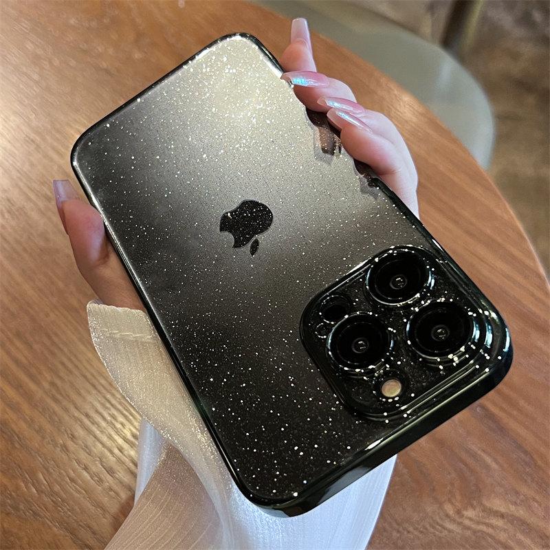 Luxuriöse, galvanisierte Glitzer-Telefonhülle für iPhone 11 12 13 14 15 16 Pro Max Plus, ultratransparente Stoßstange, stoßfeste Hüllen iPhone 15 Plus grün