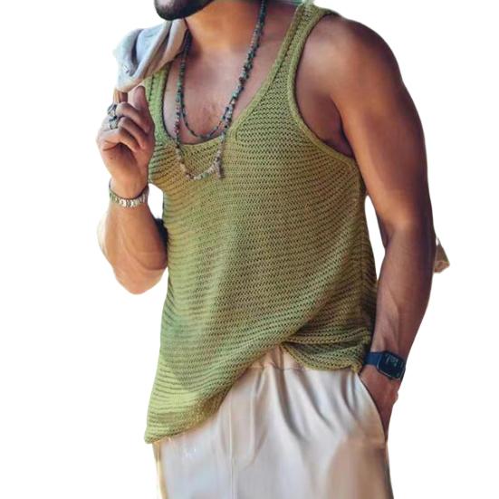 Männer Weste Sexy U Neck Atmungsaktive Männer Sommer Tank Top Reine Farbe Männer Weste Männer Tank Top Männer Bekleidung M grün