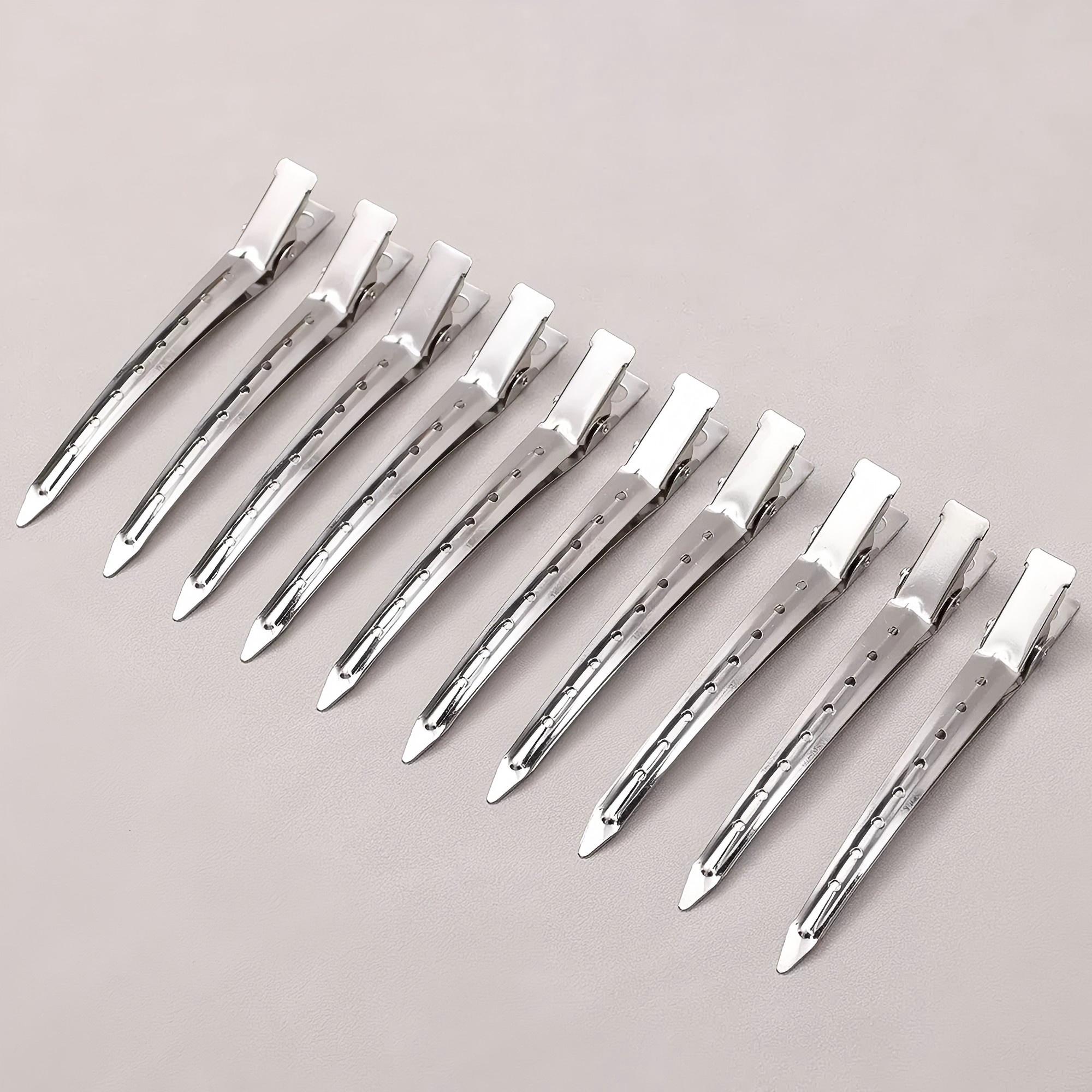 Haarpflege-Clips für Frauen, Metall, Stahl, Friseur-Sektionsclip, Klemmen, Friseur-Haarschnitt, Styling-Tools, Haarwurzel, flauschige Haarnadel 10pcs graue