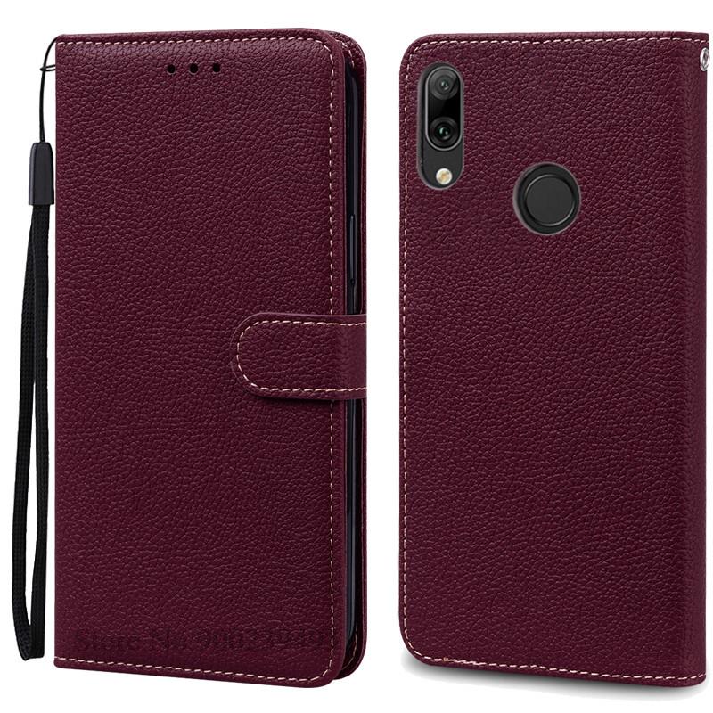Für Huawei Y7 2019 Fall DUB-LX1 DUB-LX3 Flip Leder Brieftasche Fall Für Coque Huawei Y7 Prime 2019 Fall Y 7 2019 abdeckung Coque Fundas Y7 2019-Y7Prime 2019 wein rot