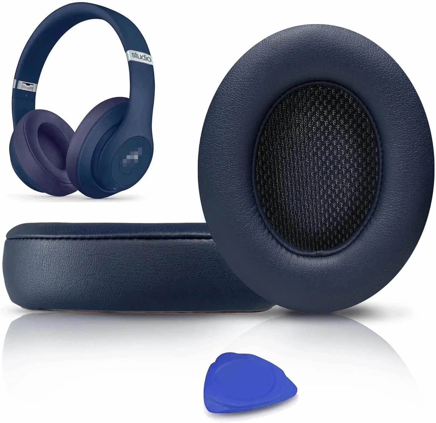 Ersatz-Ohrpolster für Beats Studio 2 Studio 3, Proteinleder und Memory Foam, Kopfhörer-Ohrabdeckungen, Ohrpolster-Kissen-Ersatz navy blau