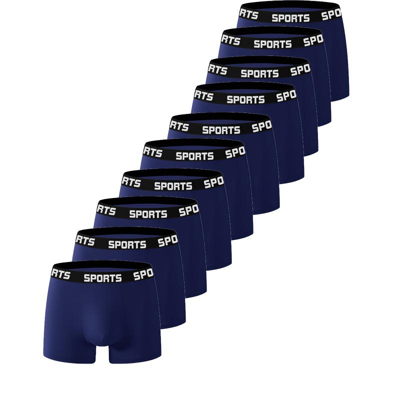 10 STÜCK Herren SPORT Boxershorts Unterwäsche Komfort Trend Slips Mann Einfache Atmungsaktive Unterhosen L blau