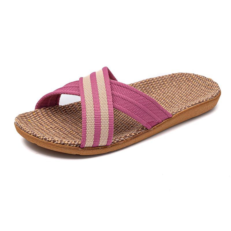 36-45 Damen Hausschuhe Leinen Casual Sommer Hausschuhe 37-38 rosa