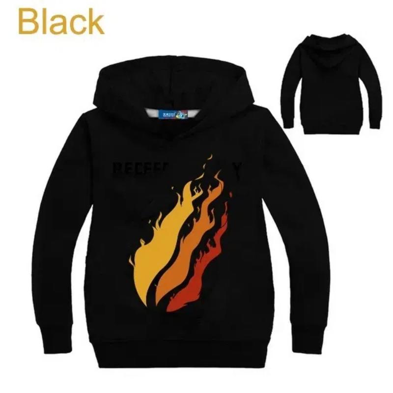 Neue Kinderkleidung PrestonPlayz Hoodie Feuer-Logo Inspirierte Sweatshirts Preston Playz Merch Sweatshirt für Jungen und Mädchen 120cm schwarz