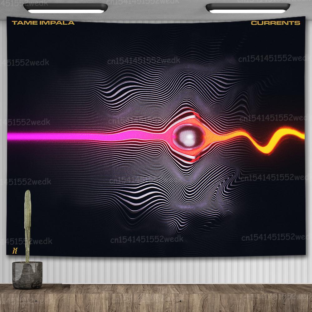 Tame Impala Currents Musikalbum Poster Wandbehang Rockband Poster Meme Wandteppiche Für Schlafzimmer Heimdekor Ästhetische Flaggen 150X100CM