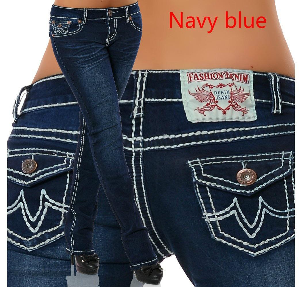 Damenmode Jeans Hosen Lange Hosen Denim Jeans S navy blau