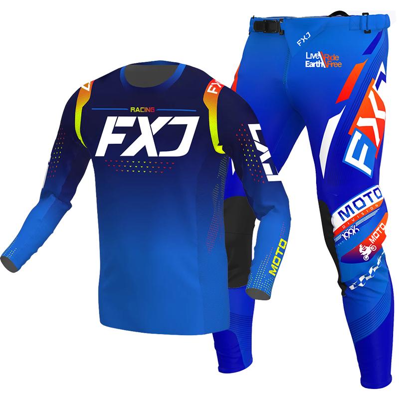 NEU 2026 FXJ pinkes Enduro Motocross Ausrüstungsset MX Trikot Hose Grüne Motorradbekleidung MTB Carracing Anzug Off Road Ausrüstung XXL - 38 blau