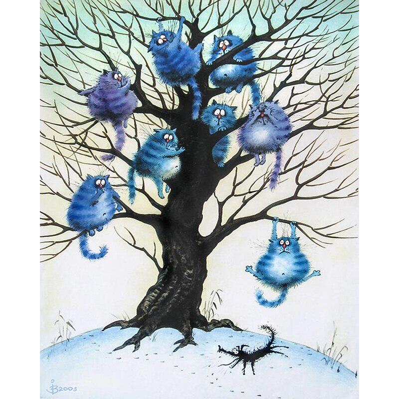 5D DIY Diamantmalerei Katzenbaum Stickerei Kreuzstich Strass Mosaik Heimdeko 20X30CM