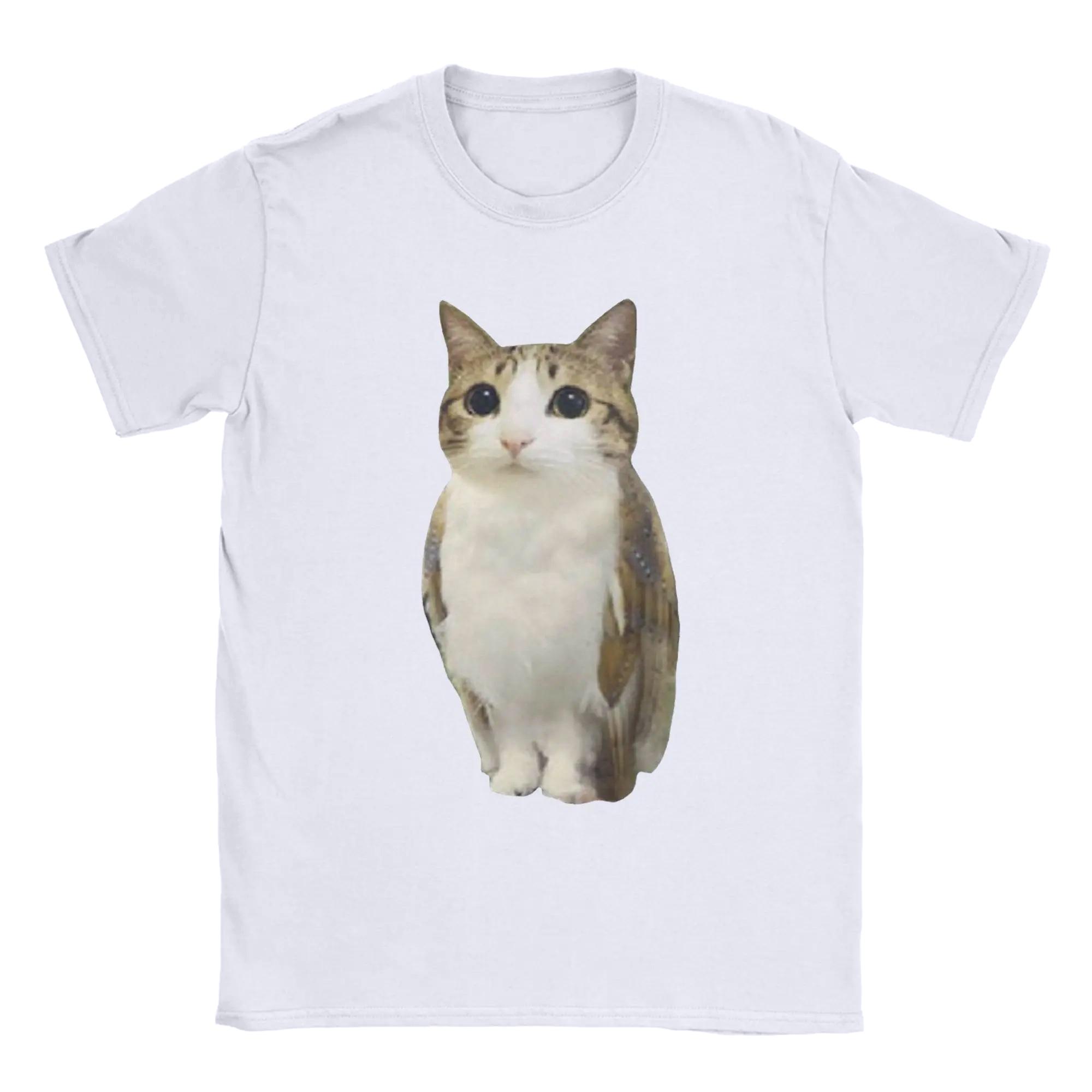 Cooles Lustiges Meowl Katze Meme T-Shirt für Damen Rundhals T-Shirt Kurzarm T-Shirts Klassische Kleidung Ästhetik Y2K Lustige Kleidung M