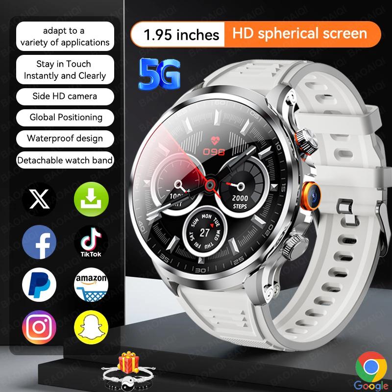 5G/4G Full Netcom Smartwatch 1,95 Zoll AMOLED 1880mAh Akku 3GB+32GB RAM 800W Kamera GPS WIFI Google APP Download Herzfrequenz Smartwatch 3GB 32GB silber